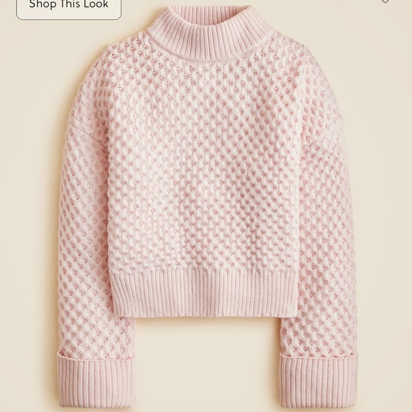 J crew pale pink Honeycomb mockneck sweater in wool blend - Picture 4 of 5